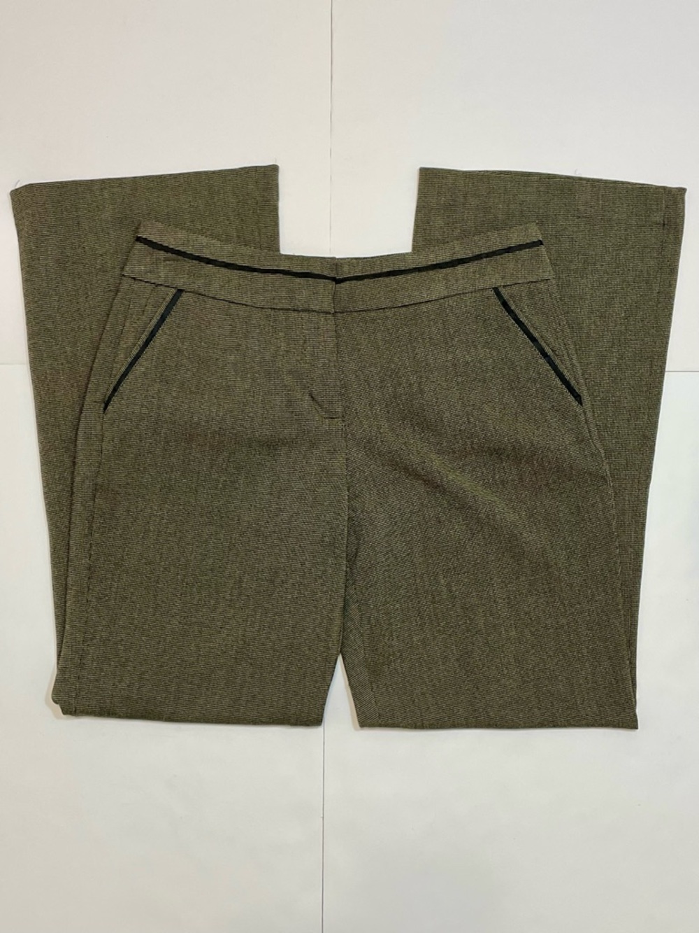 Sandro Tailored Black & Tan Woven Texture Boot Cut Dress Pants Size 8